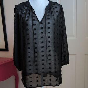 Chico's Black Tie Front 3/4 Sleeve Tunic